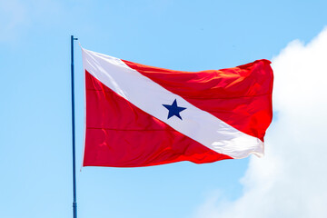 Naklejka na ściany i meble Para state (Brazil) flag waving in blue sky