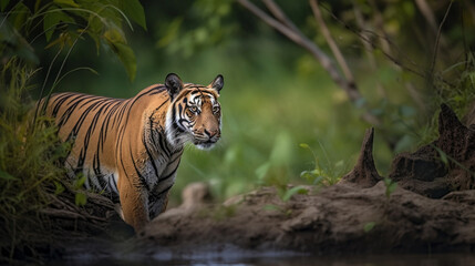 Fototapeta na wymiar tiger in the zoo ai generated artwork