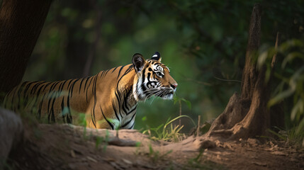 Fototapeta na wymiar bengal tiger in the zoo ai generated artwork