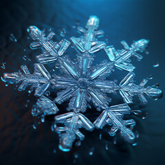 Magnified snowflake image with Generative AI