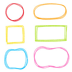 クレヨン素材　手描きのラフなフレームセット