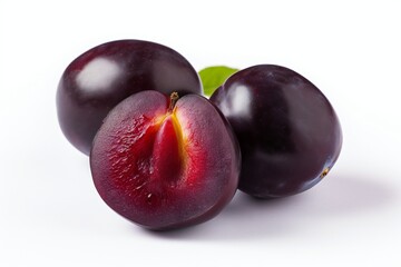 plums isolated on white background