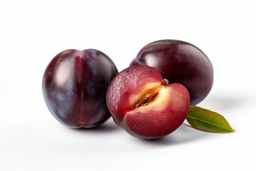 plums isolated on white background