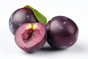 plums isolated on white background