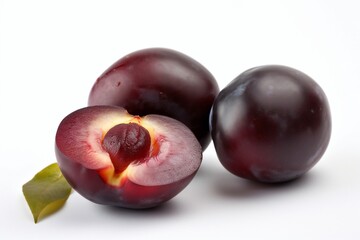 plums isolated on white background