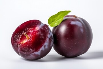 plums isolated on white background
