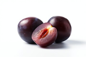 plums isolated on white background