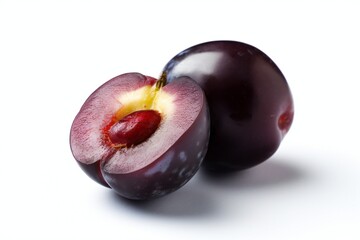plums isolated on white background