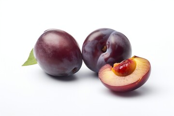plums isolated on white background