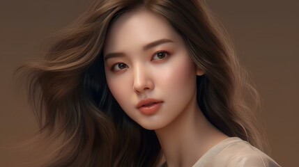 Obraz premium 美容・エステ・髪の毛・美容室・ヘアケアの女性イメージ（Generative AI） 