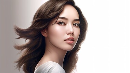 Fototapeta premium 美容・エステ・髪の毛・美容室・ヘアケアの女性イメージ（Generative AI） 