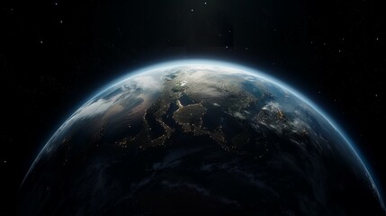宇宙から見た地球（影・光・GenerativeAI）
