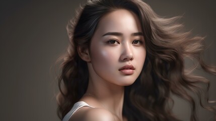 Fototapeta premium 美容・ロングヘア・ヘアケア・ビューティーイメージの女性（Generative AI） 