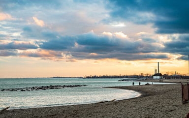 evening on kew beach in toronto