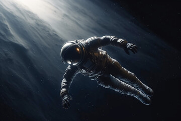 Fototapeta na wymiar Astronaut in space flying, cosmic fantasy concept. AI generated image