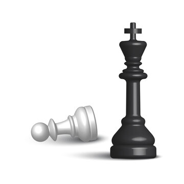 Chessmen. The king has defeated the pawn. The pawn lies. Vector illustration.