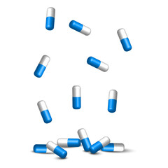 falling capsules tablets for medical design. Vector illustration.