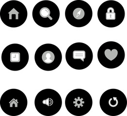 set of buttons with icons