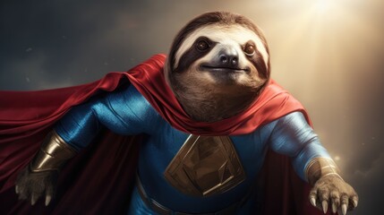 superhero sloth. Created with Generative AI.