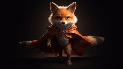 cute fox superhero cartoon. Created with Generative AI.