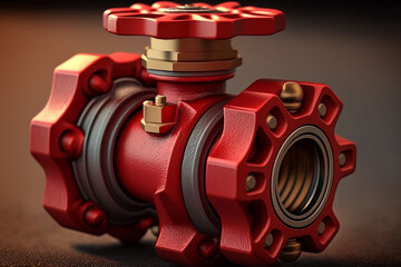 A close-up shot of the red valve on the floor outside the house. Generative AI.