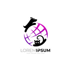 Cat and dog logo design vector, Pet logo