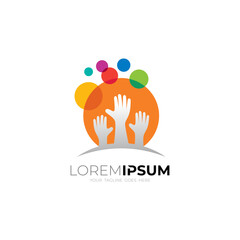 Abstract Charity logo with hand circle design illustration, blue color