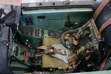 Combat jet cockpit seat and gages