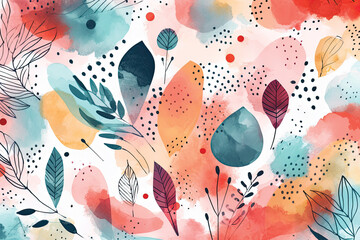 Watercolor hand drawn abstract doodle Abstract shapes pattern design