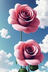 realistic rose with background blue sky