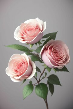 Pink rose flower 3d render 