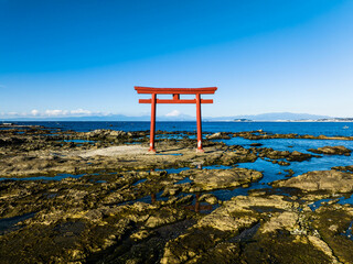 葉山 海 神社 鳥居 富士山