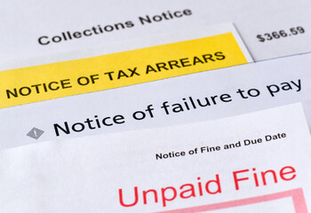 Debt collection, unpaid fines and tax arrears notices