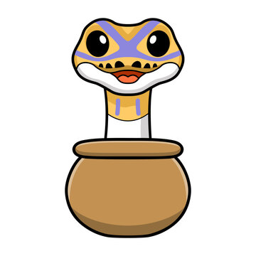 Cute banana pied ball python cartoon inside the sack