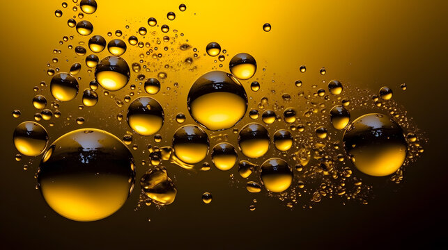 Cooking Oil Bubbles Background. Concept Of Saturated Fat.