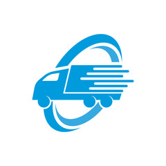 logistic truck fast delivery logo vector icon illustration