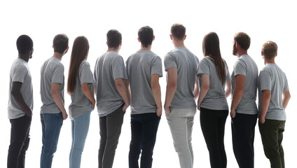 Obraz premium group of diverse young people looking at a large white screen.