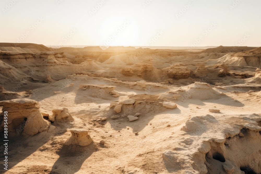 Wall mural vibrant desert landscape basking in the sunlight. Generative AI