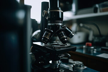 Fototapeta na wymiar Microscope in a laboratory. Generative AI