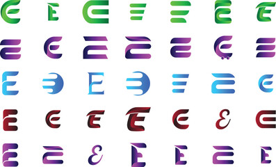 E Modern creative gradient letter logo collection 