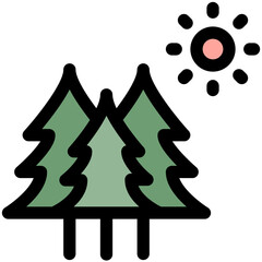 tree black outline filled color icon - 588956504