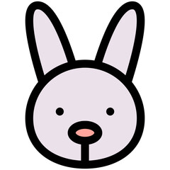 bunny black outline filled color icon