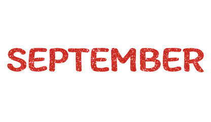 Red glitter SEPTEMBER Letters Icon. September sign. Design for decorating, background, wallpaper, illustration.
