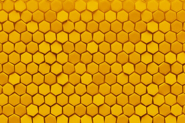 3d illustration of a  yellow  honeycomb monochrome honeycomb for honey. Pattern of simple geometric hexagonal shapes, mosaic background.