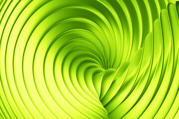 3D illustration    green  stripes in the form of wave waves, futuristic background.