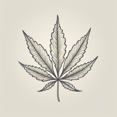Marijuana leaf. Hand drawn design element cannabis. Vintage black vector engraving illustration for label, poster, web. Generative Ai.