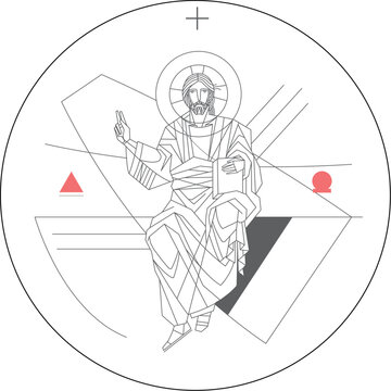 Hand drawn illustration of Pantocrator Iknu circulr