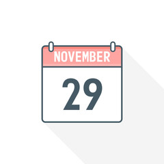 29th November calendar icon. November 29 calendar Date Month icon vector illustrator