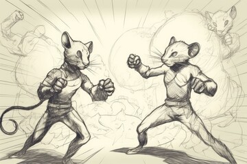 Fototapeta premium two mice engaged in a battle. Generative AI