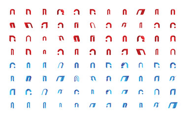N letter logo design collection with gradient color